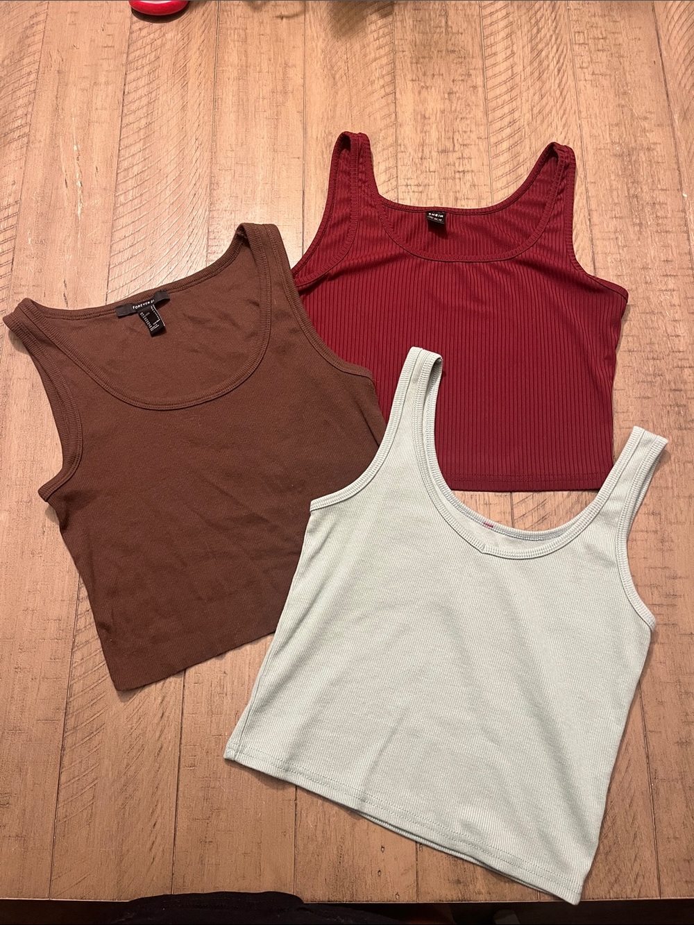 Forever 21 Tank Top Set — Red, Brown, Cream